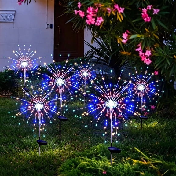 Solar Fireworks Lantern Outdoor Stake Light - Dandelion Sparkle Design Solar Powered Garden Path Lamp Waterproof Decorative Yard Accent Lighting