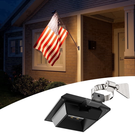 Yinghao Solar Flag Pole Light Outdoor Waterproof Top Mounted Flagpole Lights for Outside House, Garden, Yard, Porch, Lighting up 10 Hours (Warm White)