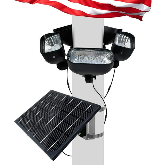 Solar Flag Pole Light for 15-40ft flagpole 5 Super-Spotlights 12000 MHAAdjustable Clamps Fits 3-6''Diameter Inground Poles Flag Poles Coverage-Light Up American Flag Outdoor with from Dusk to Dawn