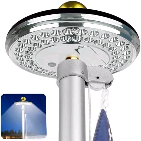 Solar Flag Pole Light 60 LEDs, Super Bright Solar Powered Flag Light for Most Residential House Garden In-Ground Flag Poles Outdoor Dusk to Dawn Last Up to 12 Hrs, IP65 Waterproof Auto On/Off(Black)