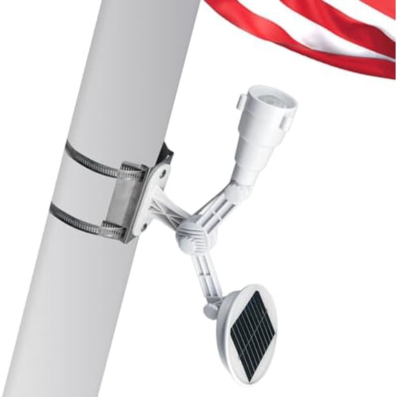 Solar Flag Pole Light, Flagpole Light Solar Powered, Super Bright PC Crystal LED Spotlight, Adjustable Bracket & Metal Clamp Fits 2-3.5" Flagpole, 8-12 Hrs for Garden Yard Flag, White$$Garden & Patio