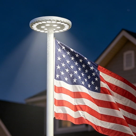 Solar Flag Pole Light, LED, Waterproof, Outdoor, Solar Powered, Rechargeable, No Wiring, Easy Installation, For Flagpole White