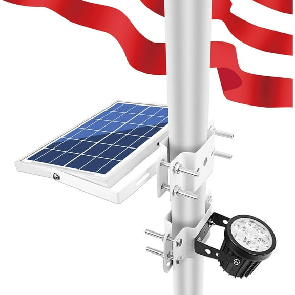 Solar Flag Pole Light,Solar Powered Flagpole Lights Pole Mount Upgraded Solar Flagpole Lights Outdoor Dusk to Dawn 2 Lighting Mode for Pole(Cool White)