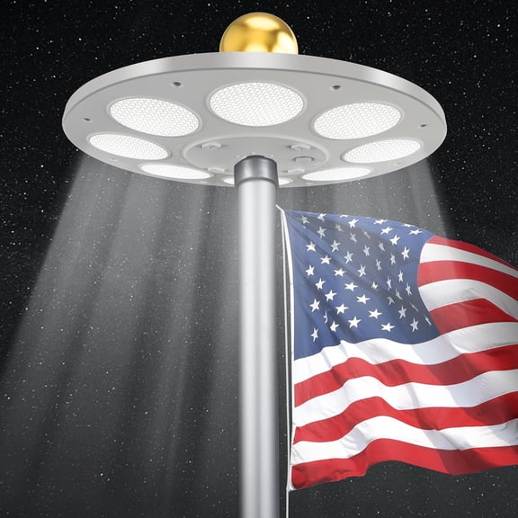 Solar Flagpole LED Light,New 136 LED Long Lifespan Light for 15-25 Ft Poles,Solar Powered Waterproof Lighting on Outdoor Pole Top,10 Hour Dusk to Dawn Auto On/Off
