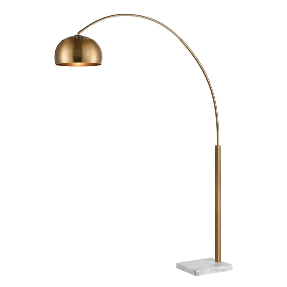 Solar Flair Floor Lamp with Aged Brass and White Marble Finish
