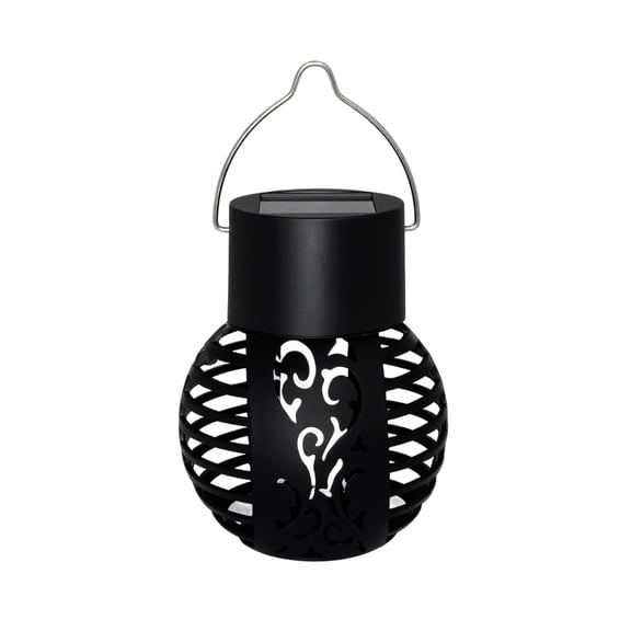 Solar Flame Hanging Lantern Outdoor Rainproof Decorative Light with Mesh Shade for Balcony Patio Garden Yard Pendant Lamp