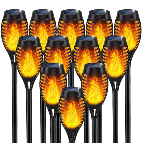 Solar Flame Torch Lights for Outdoor Decoration, 12Pack Outdoor Lights Solar Powered Waterproof, LED Torches for Outside Decor, Luces Solares Outdoor Decorations for Yard Patio Garden Art
