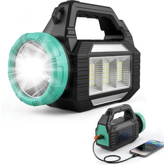 Solar Flashlight, Rechargeable Flashlights, 6 Lighting Modes LED Camping Lantern with  Strobe Light, Type-C&Solar  for Outdoor, , Camping, Power Outages
