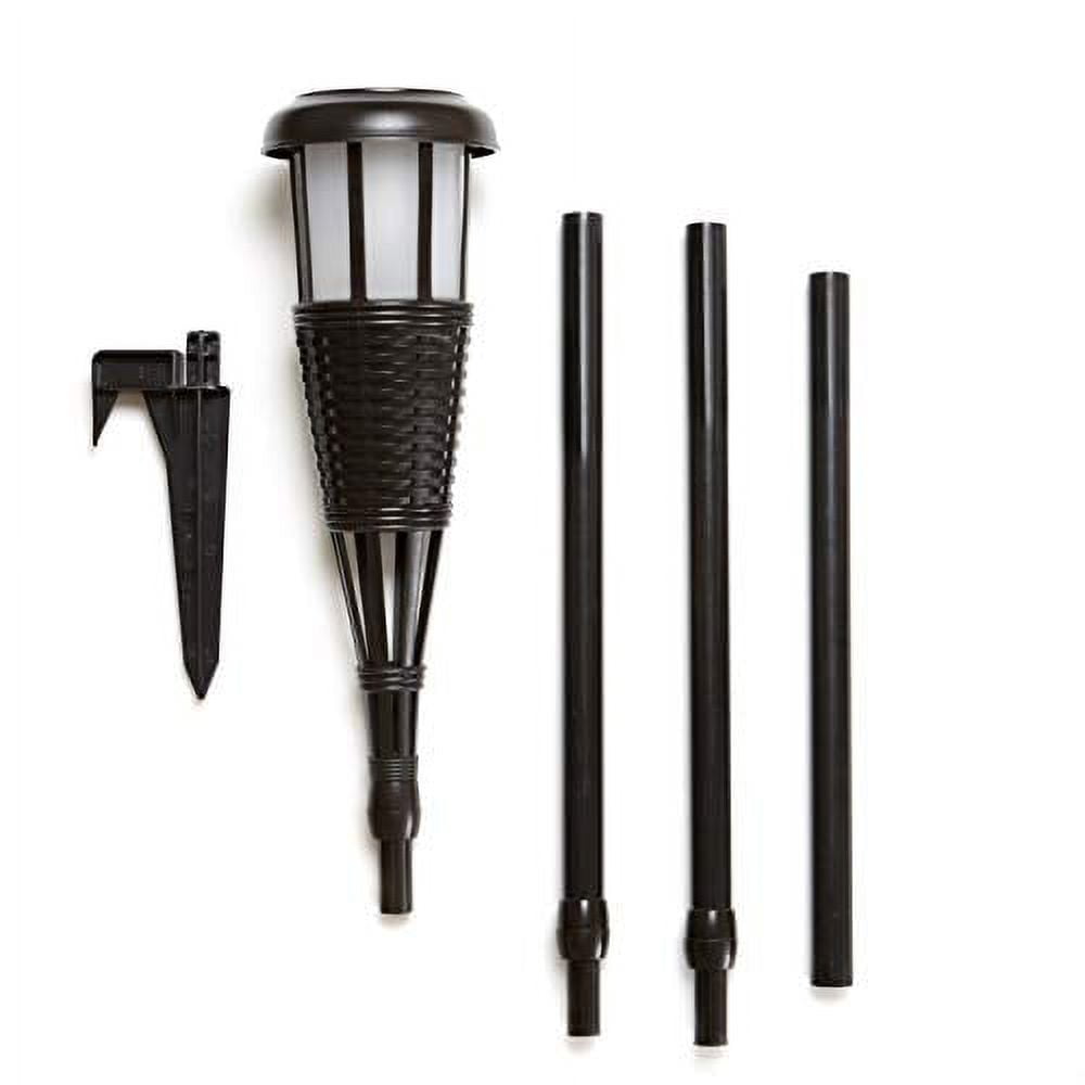Solar Flickering LED Island Torches, Dusk-to-Dawn Dancing Flame Outdoor Landscape Lighting, Dark Chocolate Finish, 4-Pack