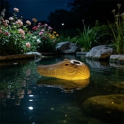 Solar Floating Alligator Head,Float Crocodile Garden Statue,Swimming Pool Led Light Up Crocodile Head Statue for Goose,Heron,Duck Deterrent Control,Floating LED Solar Pool Lights