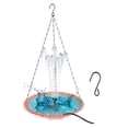 thumbnail image 1 of Solar Hanging Bird Bath Fountain, 18" Blue Glass Tray with 4 Nozzles, 2-in-1 Feeder, 1 of 6