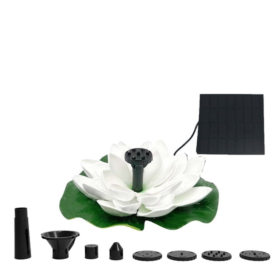 Solar Floating Fountain Lotus Pad, Solar Powered Water Lily Fountain for Pond Pool Garden and Outdoor Water Feature, Easy Setup No Wiring,White