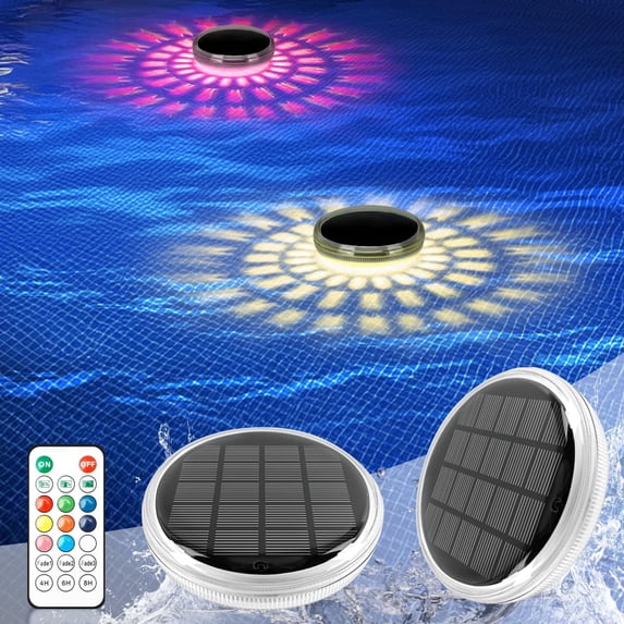 Arsvita Solar Floating Pool Lights, Color Changing Pool Light, IP68 Waterproof LED Hot Tub Accessories, Pond Lights, AUTO ON/Off for Pool, Pond, Hot Tub, Wedding, Party Decoration(2 PCS)