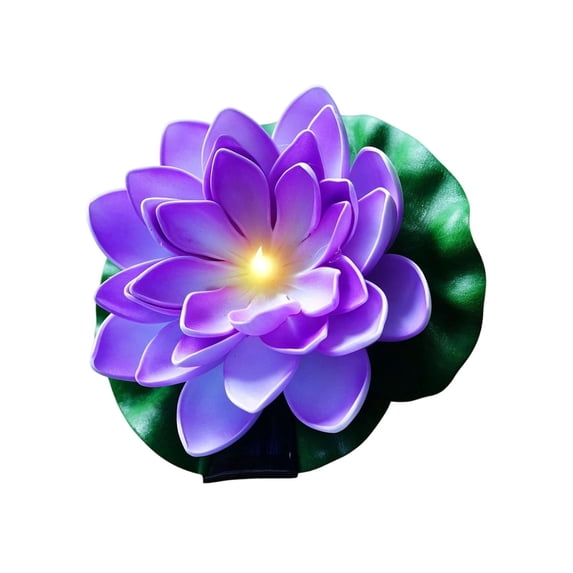 Solar Floating Lotus Light Waterproof Led Water Lily Lamp For Ponds Gardens Outdoor Decor(Purple-17Cm)