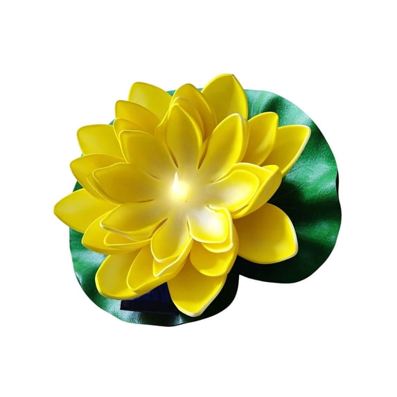 Solar Floating Lotus Light Waterproof Led Water Lily Lamp For Ponds Gardens Outdoor Decor(Yellow-17Cm)