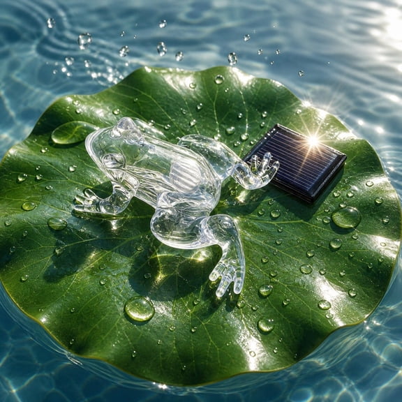 Solar Floating Pond Light, LED Frog Pool Light, Lily Pad Outdoor Decor Light, Auto Charging Auto On/Off, Energy Saving Magical Night Lamp, for Garden Pond Pool Fountain Backyard Water Feature Decor