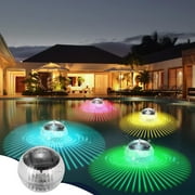 Solar Floating Pool LED Lights Color Changing - Waterproof Submersible Pond Fountain Hot Spring Lights, Water Drift Glow Lights, Outdoor Solar Water Lights for Pool Pond & Garden, 4*4in, White