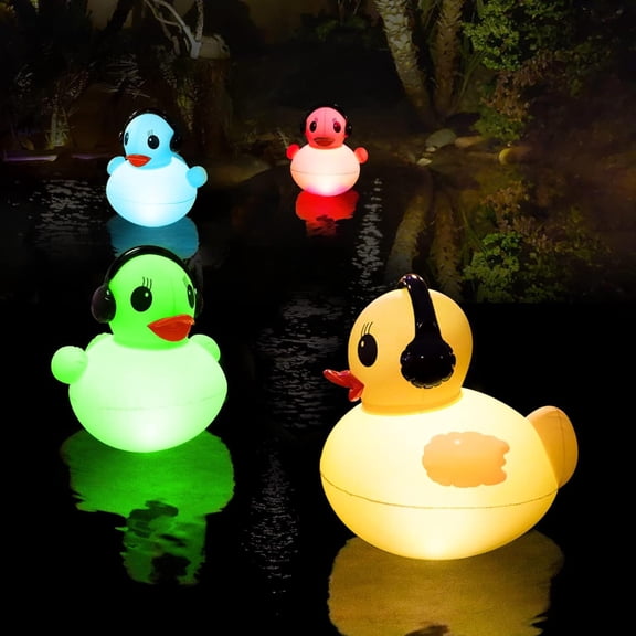Solar Floating Pool Light with 16 Colors, Timer & Auto Modes, Waterproof IP68 Duck Light for Pool, Garden, Pond, Party Decorations, Rechargeable RGB LED – Cute Duck Design (RGBW, 2pcs)