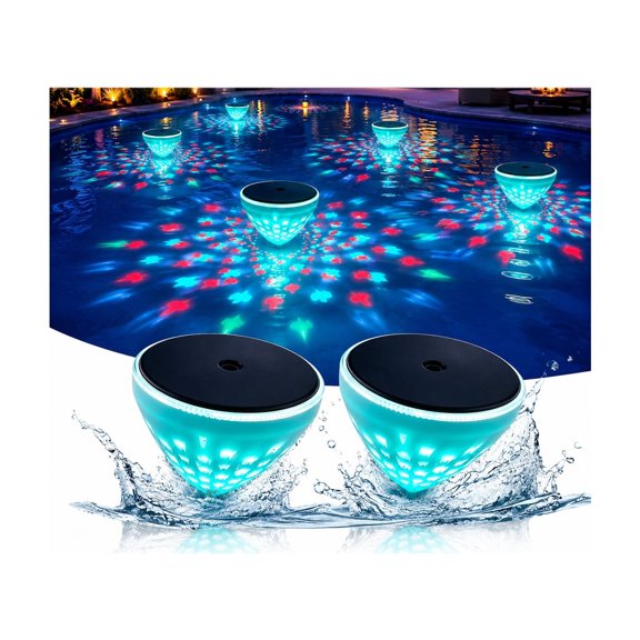 Solar Floating Pool Light with Fish Projection,2Pack RGB LED Pool Lights,Magical Swimming Fish Pond Light,IP68 Waterproof Solar Powered PoolLights for Inground/ Ground Pools, Pond, Party Decor