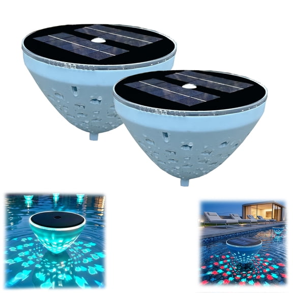 Solar Floating Pool Light with Fish Projection, 5 Adjustable Light Modes,Magical Swimming Fish with Lights, Waterproof Color Changing Rechargeable for Pools(2PCS)