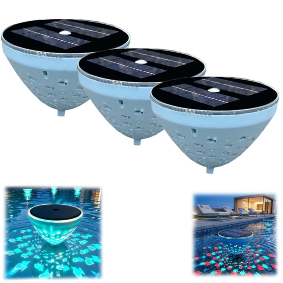 Solar Floating Pool Light with Fish Projection, 5 Adjustable Light Modes,Magical Swimming Fish with Lights, Waterproof Color Changing Rechargeable for Pools(3PCS)