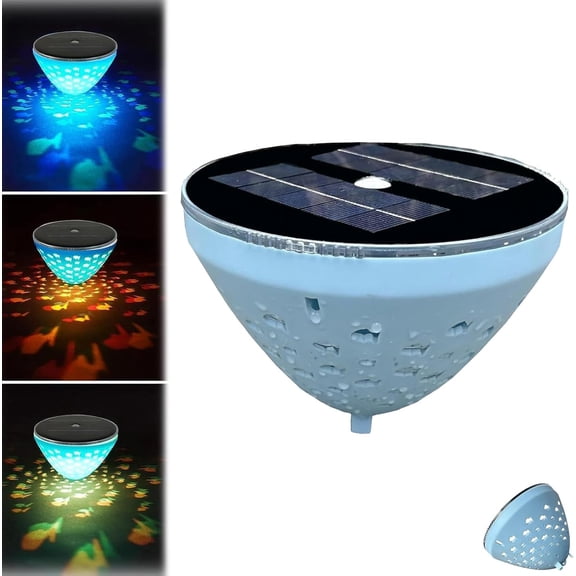 Solar Floating Pool Light with Fish Projection, Color Changing Waterproof Pool Lights for Outdoor Pools with Solar Charging for Pond, Hot Tub, Garden & Pool Party Decor (1Pcs)