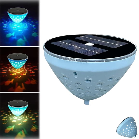 Solar Floating Pool Light with Fish Projection, Color Changing Waterproof Pool Lights for Outdoor Pools with Solar Charging for Pond, Hot Tub, Garden & Pool Party Decor