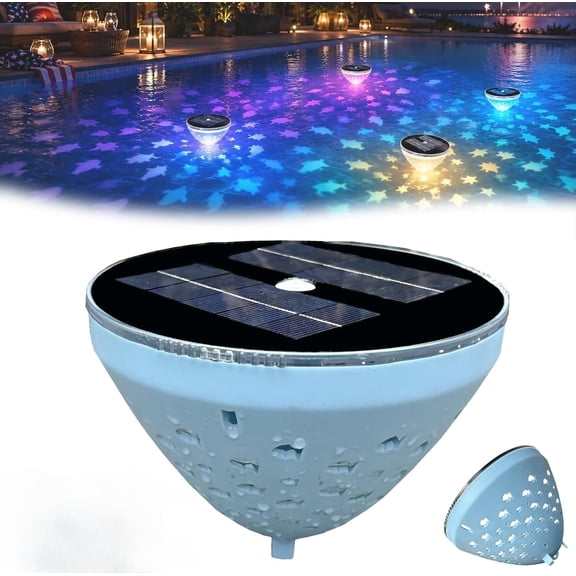 Solar Floating Pool Light with Fish Projection, Floating Pool Lights Solar Powered, Color Changing Waterproof Pool RGB Lights, 5 Modes for Pool,Tub & Backyard Party Decor