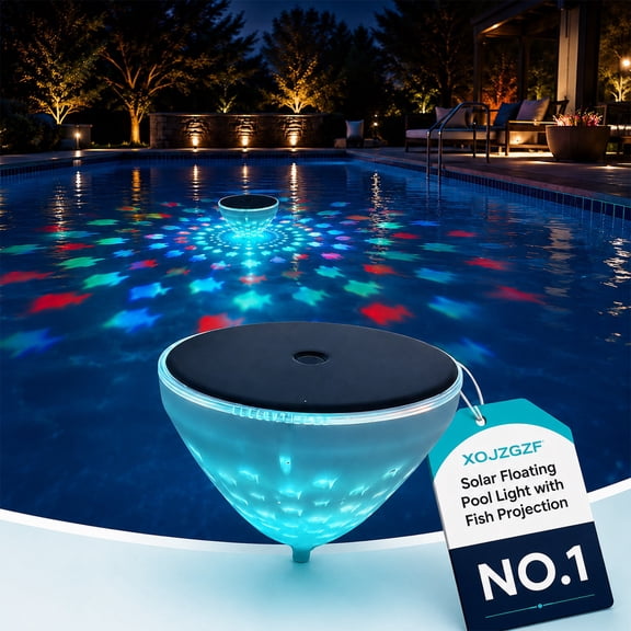 Solar Floating Pool Light with Fish Projection, Glowing Magical Swimming Fish Pond Lights, For Above Ground & Inground Pools, LED Bathtub Lights, Garden Party Decor, Outdoor Accessories