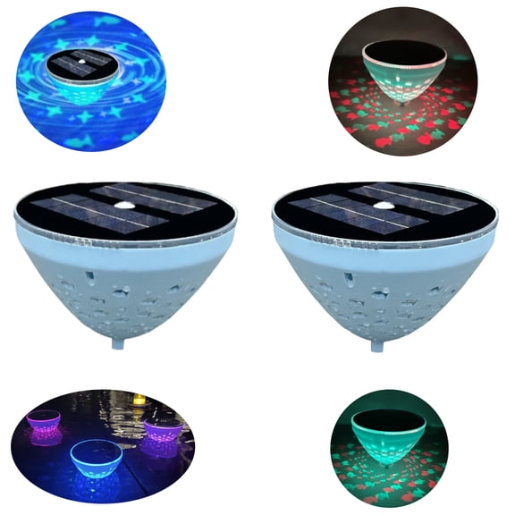 Solar Floating Pool Light with Fish Projection, LED Glowing Magical Swimming Fish Pond Lights Waterproof Bathtub Lights Color Changing Rechargeable Submersible Pool Decor for Pools