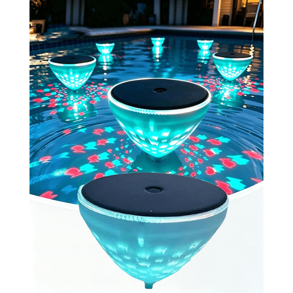 Solar Floating Pool Light with Fish Projection, LED Glowing Magical Swimming Fish Pond Lights Waterproof Bathtub Lights Color Changing Rechargeable Submersible Pool Decor for Pools(1pc)