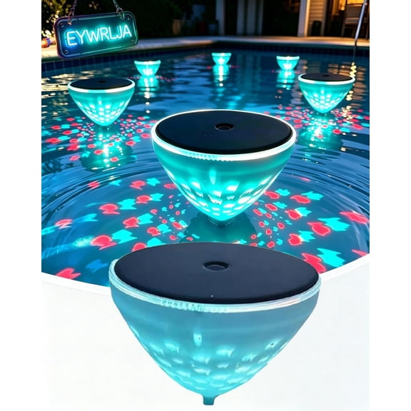 Solar Floating Pool Light with Fish Projection Light up Swimming Fish for Bathtub Color Changing Hot Tub Underwater Night Lights Party Decoration LED 5 Color Waterproof Pond Garden Decor(2PCS)