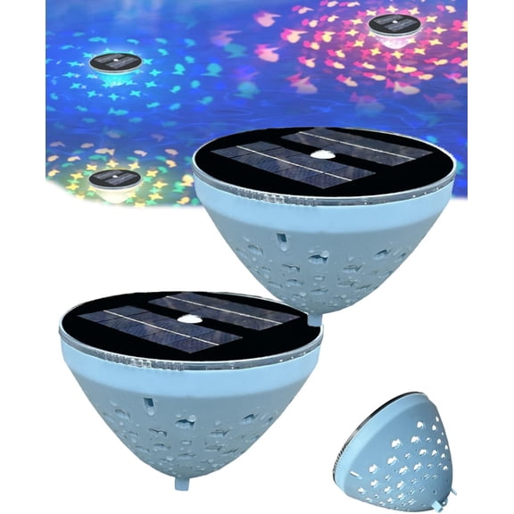 Solar Floating Pool Light with Fish Projection Solar Powered LED RGB Floating Lamp Waterproof Color Changing Fish Pattern Decor for Swimming Pool Hot Tub Patio Party and Garden Display Lights