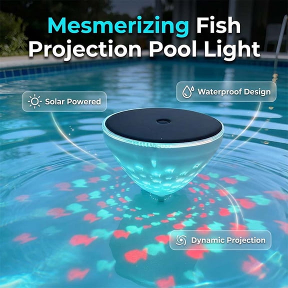 Solar Floating Pool Light with Fish Projection,Waterproof Color Changing,Mesmerizing Fish Projection Pool Light,for Pool Night Swimming Outdoor Party Decoration