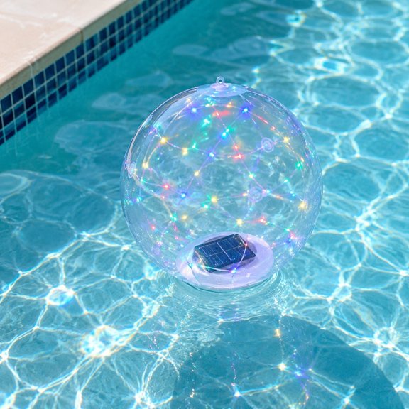 Solar Floating Pool Light, Inflatable LED Water Ball, Waterproof Hanging Lamp for Patio & Wedding, Color Changing Garden Orb, Evening Ambiance Lighting​, B