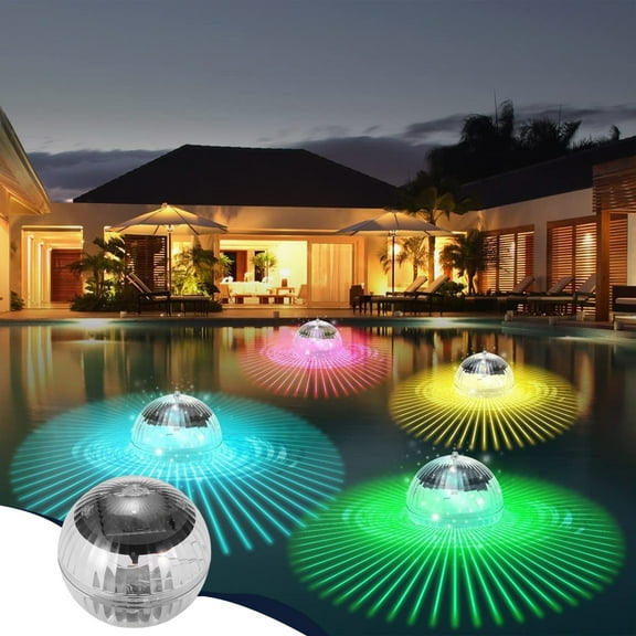 Solar Floating Pool Light LED,Color Changing Submersible Pond Light with Rechargeable Solar Battery,Waterproof Energy-Saving LED Ball for Pool Garden Pond Backyard Outdoor Party Decorations-White