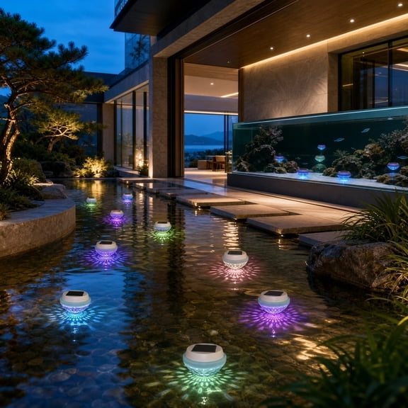 Solar Floating Pool Light, RGB Color Changing Pond Decor Light, Auto LED Water Lamp for Garden Swimming Pool Backyard Waterscape, by IHXORA