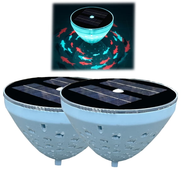Solar Floating Pool Light with Fish Projection - LED Color Changing Rechargeable Submersible Light for Ponds & Pools
