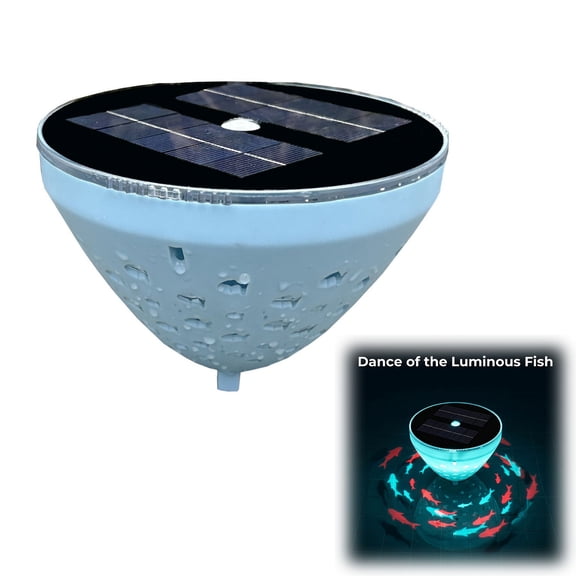 Solar Floating Pool Light with Fish Projection – LED Color Changing Submersible Pond Light, Rechargeable Waterproof Pool Decor