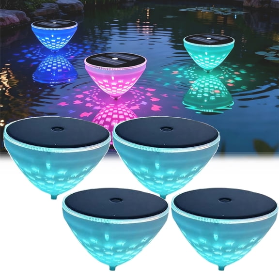 Solar Floating Pool Light with Fish Projection,LED Glowing Magical Swimming Pond Lights, Color Changing Rechargeable Submersible Pool Decor for Pools