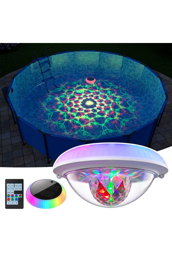 Multicolor Solar Floating Pool Lights with Remote Timer Waterproof Lamp 9 Fixed Adjustable Color for Yard, Garden, Outdoor Inground Pool, Pond, Hot Tub