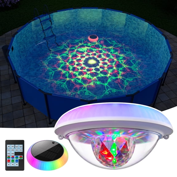 Multicolor Solar Floating Pool Lights with Remote Timer Waterproof Lamp 9 Fixed Adjustable Color for Yard, Garden, Outdoor Inground Pool, Pond, Hot Tub