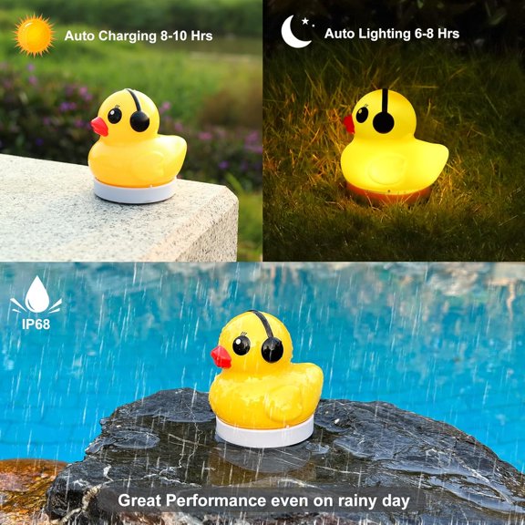 Solar Floating Pool Lights, 3" Duck Floating Pool Lights Solar Powered, IP68 Waterproof Glow in The Dark Pools Light That Float for Patio, Pond, Spa, Hot tub, Garden Party Decor - 4PCS