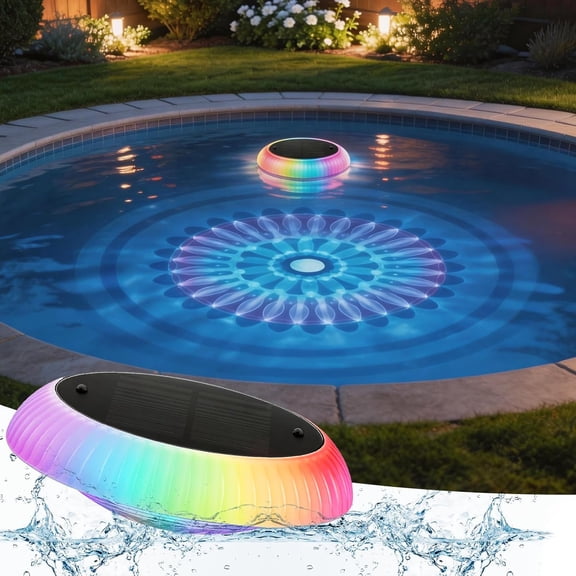 Solar Floating Pool Lights, 6.5in 3200mAh RGB Up and Down Color Changing Solar Pool Lights that Float, 57 Modes, IP68, LED Floating Light for Inground/Above Ground Pool, Bathtub, Party, Decor - 1Pack