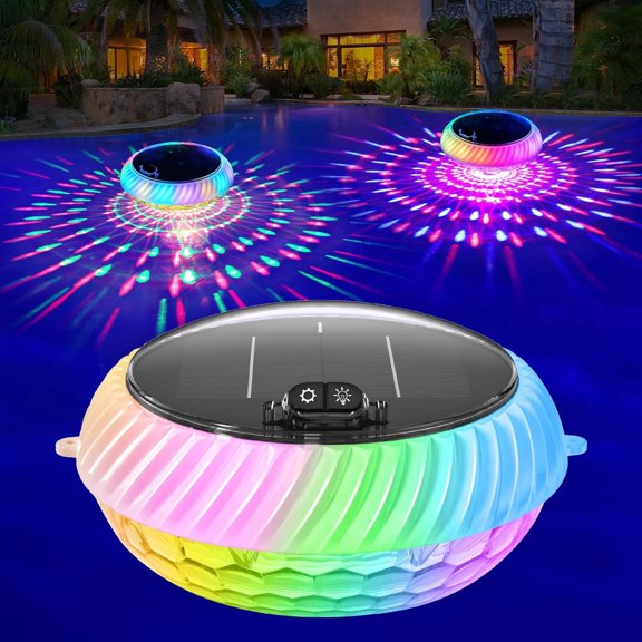 Solar Floating Pool Lights, 7.6" Dynamic RGB Solar Pool Lights IP68 Waterproof, Light Sensing LED Pool Floating Lights for Inground/Above Ground Pools, Pond, Outdoor Garden Party Decor
