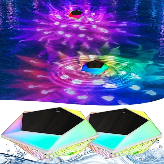 Solar Floating Pool Lights, 7.8" LED Lights with 7 Colors and 42 Modes, IP68 Waterproof 2/4/6H Timer Sensor Memory for Above Ground Inground Pools, ponds, Gardens