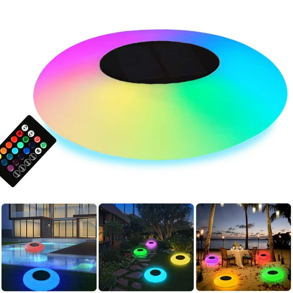 Solar Floating Pool Lights, 9.7 Inch RGB Solar Pool Lights with Remote Control, IP67 Waterproof Swimming Pools Light for Inground Pool, Bathroom, Bathtub, Pool Party Decor