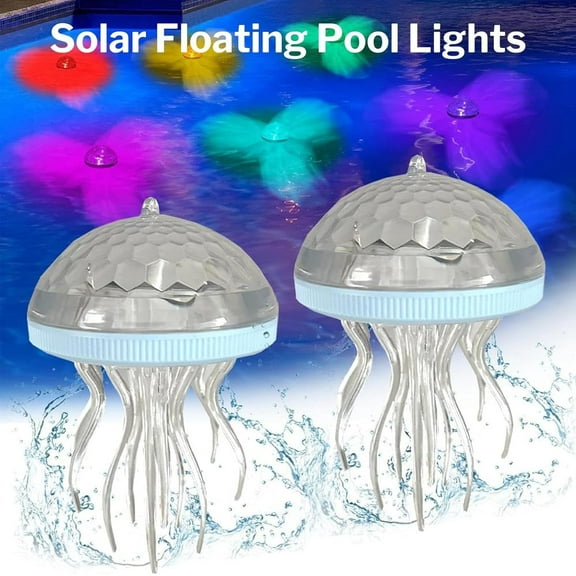 Solar Floating Pool Lights, IP65 Waterproof Outdoor LED Pool Lights with RGB Color Changing Lighting Pool Decor Lighting Accessories for Pond Pools Outdoor Garden Party Decoration (2 Pack)