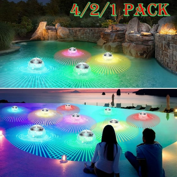 Solar Floating Pool Lights RGB Color Changing Floating Light Balls For Pool, IP67 Waterproof Pond Ball Night Lights Decoration For Swimming Pool Christmas Party Decoration Tub Pond