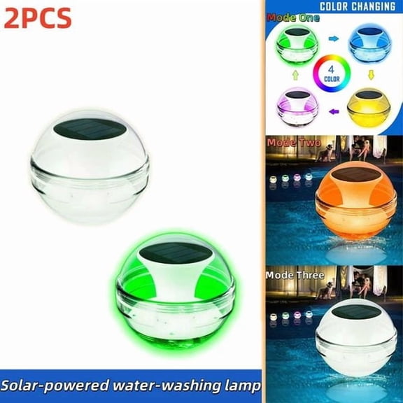 Solar Floating Pool Lights Waterproof IPX7, Color Changing LED Swimming Pool Glow Globes, Outdoor Solar Powered Night Lights for Inground Pools, Hot Tub, Bathtub, Pond & Party Decor, 2 PCS